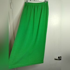 Bechamel (Size M) Vibrant Green Micro Ribbed Stretch Knit Midi/Maxi Pencil Skirt
